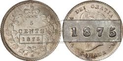 5 CENTS -  5 CENTS 1875H PETITE DATE & 5 SUR 5 -  PIÈCES DU CANADA 1875
