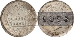 5 CENTS -  5 CENTS 1875H PETITE DATE -  PIÈCES DU CANADA 1875