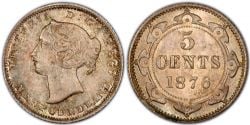 5 CENTS -  5 CENTS 1876 -  1876 NEWFOUNFLAND COINS