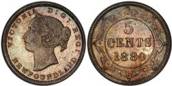 5 CENTS -  5 CENTS 1880 -  1880 NEWFOUNFLAND COINS