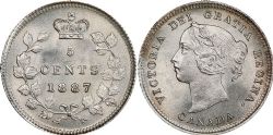 5 CENTS -  5 CENTS 1887 -  PIÈCES DU CANADA 1887