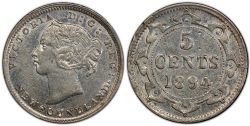 5 CENTS -  5 CENTS 1894 (AU) -  1894 NEWFOUNFLAND COINS