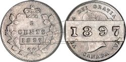 5 CENTS -  5 CENTS 1897 LARGE 8 -  PIÈCES DU CANADA 1897