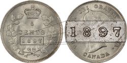 5 CENTS -  5 CENTS 1897 ÉTROIT/LARGE -  PIÈCES DU CANADA 1897