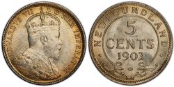 5 CENTS -  5 CENTS 1903 (AU) -  1903 NEWFOUNFLAND COINS
