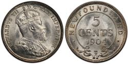 5 CENTS -  5 CENTS 1904 (VF) -  1904 NEWFOUNFLAND COINS