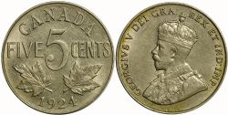 5 CENTS -  5 CENTS 1924 -  PIÈCES DU CANADA 1924