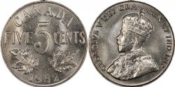 5 CENTS -  5 CENTS 1932 S-RAPPROCHÉ, 2-RAPPROCHÉ -  PIÈCES DU CANADA 1932