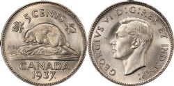 5 CENTS -  5 CENTS 1937 -  PIÈCES DU CANADA 1937