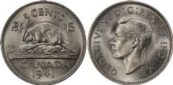 5 CENTS -  5 CENTS 1941 -  PIÈCES DU CANADA 1941