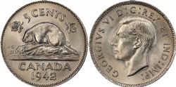 5 CENTS -  5 CENTS 1942 NICKEL -  PIÈCES DU CANADA 1942