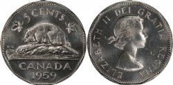 5 CENTS -  5 CENTS 1959 -  PIÈCES DU CANADA 1959