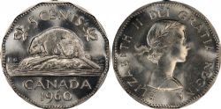 5 CENTS -  5 CENTS 1960 DOUBLE DATE -  1960 CANADIAN COINS