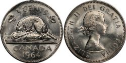 5 CENTS -  5 CENTS 1964 -  PIÈCES DU CANADA 1964
