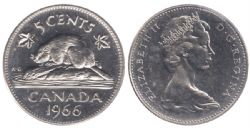 5 CENTS -  5 CENTS 1966 -  PIÈCES DU CANADA 1966