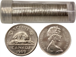 5 CENTS -  5 CENTS 1969 - LOT DE 40 PIÈCES - BRILLANT INCIRCULÉ (BU) -  PIÈCES DU CANADA 1969