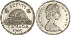 5 CENTS -  5 CENTS 1969 -  PIÈCES DU CANADA 1969
