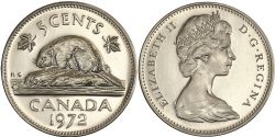 5 CENTS -  5 CENTS 1972 -  PIÈCES DU CANADA 1972