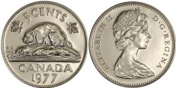 5 CENTS -  5 CENTS 1977 7-HAUT (PL) -  1977 CANADIAN COINS