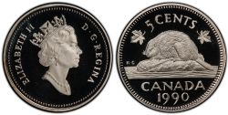 5 CENTS -  5 CENTS 1990 (PR) -  PIÈCES DU CANADA 1990