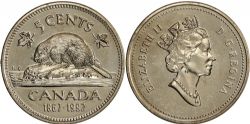 5 CENTS -  5 CENTS 1992 (CIRCULÉ) -  1992 CANADIAN COINS