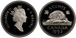 5 CENTS -  5 CENTS 1993 (PR) -  1993 CANADIAN COINS
