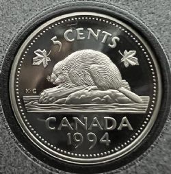 5 CENTS -  5 CENTS 1994 (PR) -  1994 CANADIAN COINS
