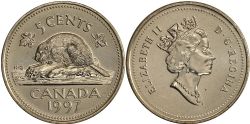 5 CENTS -  5 CENTS 1997 - BRILLANT INCIRCULE (BU) -  1997 CANADIAN COINS