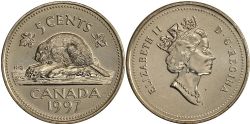 5 CENTS -  5 CENTS 1997 -  PIÈCES DU CANADA 1997