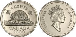 5 CENTS -  5 CENTS 2000 RÉGULIER (BU) -  2000 CANADIAN COINS