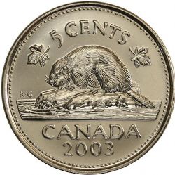 5 CENTS -  5 CENTS 2003 P NOUVELLE EFFIGIE (BU) -  2003 CANADIAN COINS