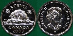 5 CENTS -  5 CENTS 2003 WP NOUVELLE EFFIGIE (PL) -  2003 CANADIAN COINS