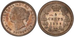 5 CENTS NEW BRUNSWICK -  5 CENTS 1862 -  1862 NEW BRUNSWICK COINS