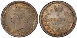 5 CENTS NEW BRUNSWICK -  5 CENTS 1864, PETIT-6 -  1864 NEW BRUNSWICK COINS