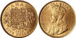 5 DOLLARS -  PIÈCE DE 5 DOLLARS EN OR 1913 -  1913 CANADIAN COINS