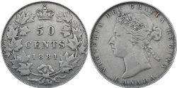 50 CENTS -  50 CENTS 1881 H -  PIÈCES DU CANADA 1881