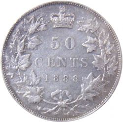 50 CENTS -  50 CENTS 1888 AVERS.3 -  PIÈCES DU CANADA 1888