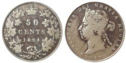 50 CENTS -  50 CENTS 1894 -  PIÈCES DU CANADA 1894