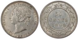 50 CENTS -  50 CENTS 1898 AVERS 1, GRAND W (CIRCULÉ) -  1898 NEWFOUNFLAND COINS