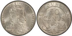50 CENTS -  50 CENTS 1907 (AU) -  1907 NEWFOUNFLAND COINS