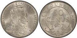 50 CENTS -  50 CENTS 1907 (CIRCULÉ) -  1907 NEWFOUNFLAND COINS