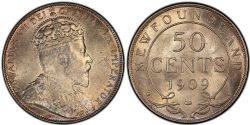 50 CENTS -  50 CENTS 1909 (CIRCULÉ) -  1909 NEWFOUNFLAND COINS