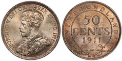 50 CENTS -  50 CENTS 1911 (CIRCULÉ) -  1911 NEWFOUNFLAND COINS