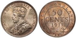 50 CENTS -  50 CENTS 1911 (EF) -  1911 NEWFOUNFLAND COINS