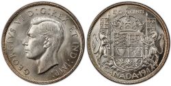 50 CENTS -  50 CENTS 1947 DATE LARGE, 7-DROIT & 7/7 (F) -  PIÈCES DU CANADA 1947