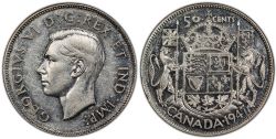 50 CENTS -  50 CENTS 1947 FEUILLE D'ÉRABLE, 7-COURBÉ -  PIÈCES DU CANADA 1947