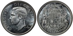 50 CENTS -  50 CENTS 1948 DATE LARGE (4 HAUT) -  PIÈCES DU CANADA 1948