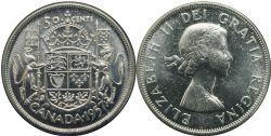 50 CENTS -  50 CENTS 1957 -  PIÈCES DU CANADA 1957