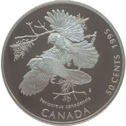 50 CENTS -  50 CENTS 1995 - GEAIS D'AMÉRIQUE (PERISOREUS CANADENSIS) (PR) -  PIÈCES DU CANADA 1995 03