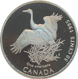 50 CENTS -  50 CENTS 1995 - GRUE BLANCHE (GRUS AMERICANA) (PR) -  PIÈCES DU CANADA 1995 02